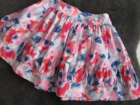 Plátěná volánková sukně s kytičkami, 110