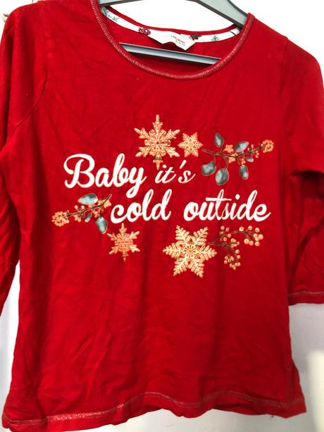 Červené vánoční triko s 3/4 rukávem, 36