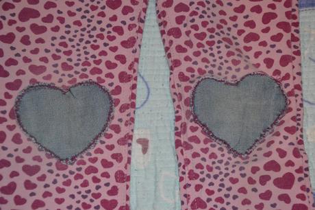 122 128 džegíny legíny džínového typu srdíčkové, h&m,122