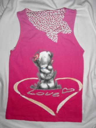 Krásný růžový topík s medvídkem, 128