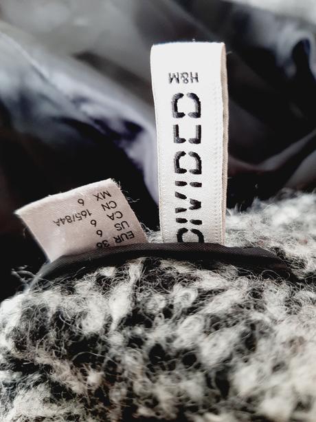 Šedý zimní vlněný bouclé kabát h&m, vel. s-m, h&m