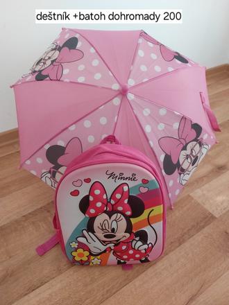 Batoh a dětský deštník minnie, 