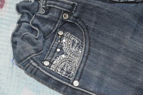 Elastické džíny rifle s kamínky, 140
