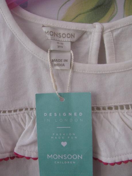 Krásné dívčí bílé tričko s volánkem monsoon, monsoon,152