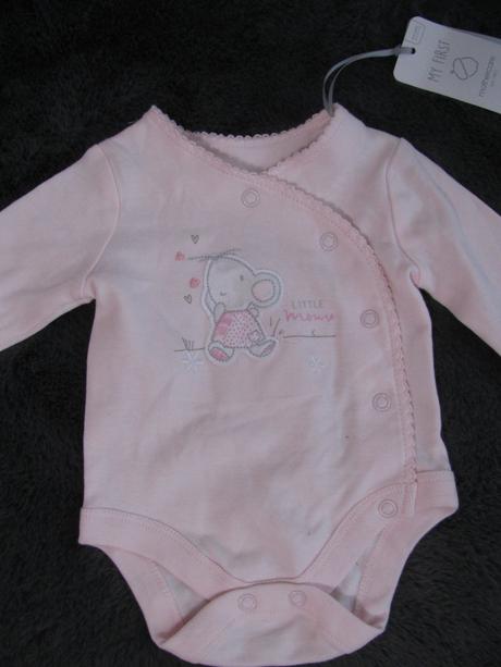 Novorozenecké růžové body s myškou, mothercare,<50