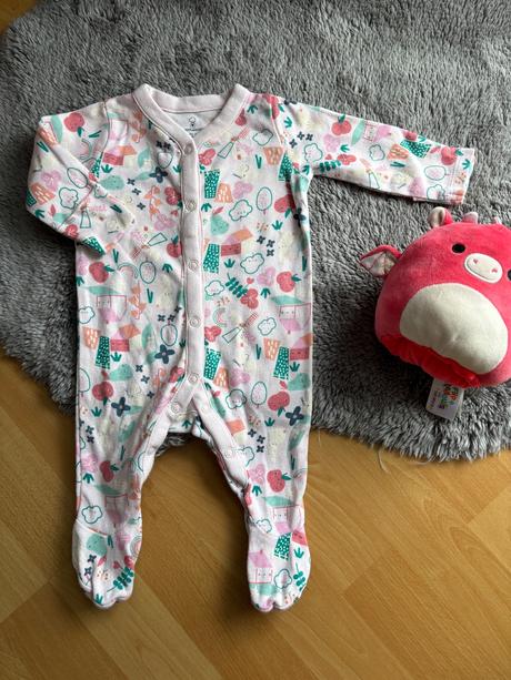 Overalek s květy růžový - v.1 měs. zn. monthecare, 56