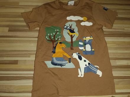 Hnědé tričko se zvířátky 104 polarn o.pyret, 104