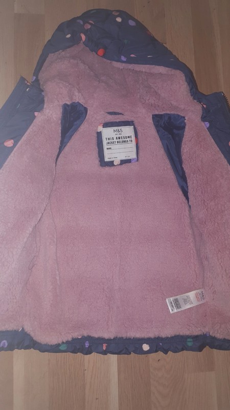 Puntíkovaná bunda s kožíškem 122, marks & spencer,122