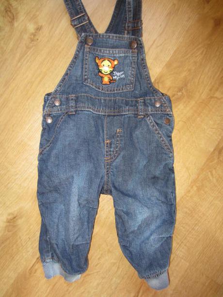 Laclové džínové rifl. zahradníky s tygrem , h&m,74