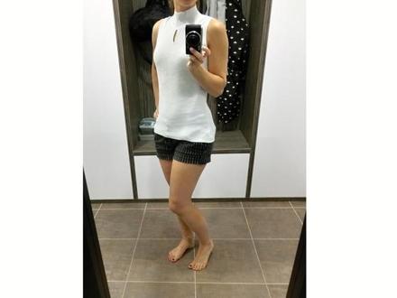 Šedé tílko top americké průramky roláček elegantní, s