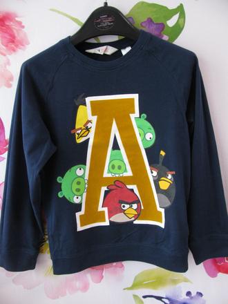 Chlapecké modré tričko s angry birds, h&m,128