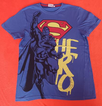 Chlapecké triko modré krátký rukáv superman, 158