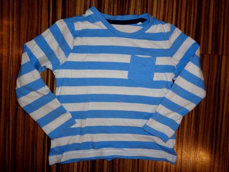 Pěkné modrobílé pruhované tričko s kapsičkou98/104, lupilu,98