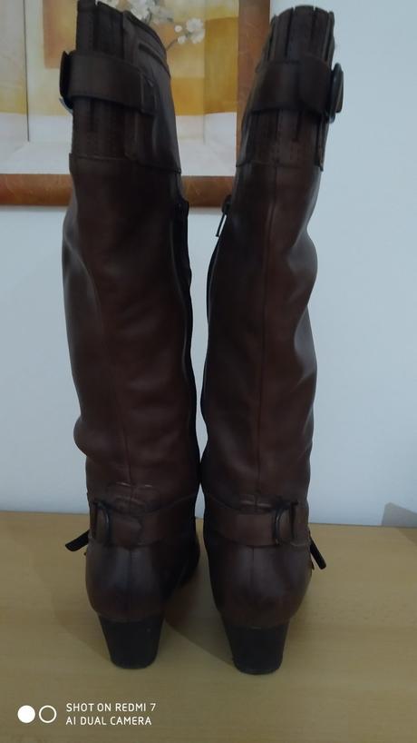 Kožené kozačky janet d. tmavě hnědé, 36