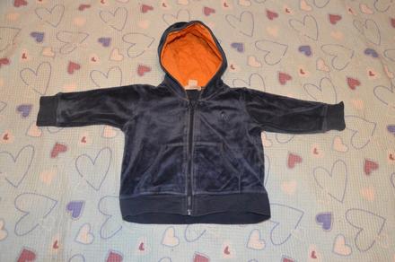 Sametová plyšová mikina mikinka s kapucí, h&m,74