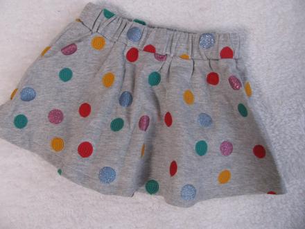 Hezká bavlněná sukně s puntíky, teplákovina, 92