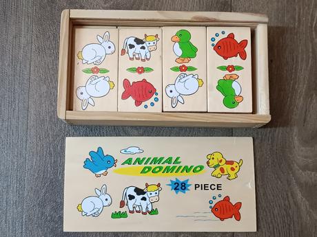 2xdřevěné domino,1x dětské dřevěné pexeso,