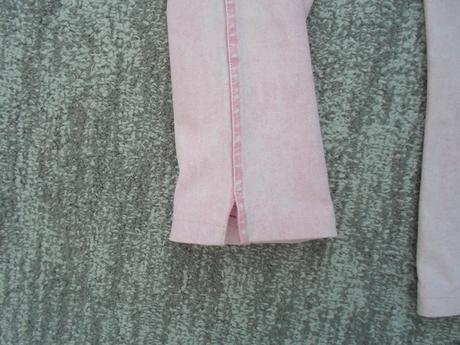 Růžové legíny tregíny džegíny kalhoty skinny 3/4, h&m,158