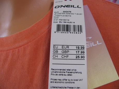 Bavlněné oranžové tričko o'neill, o’neill,164