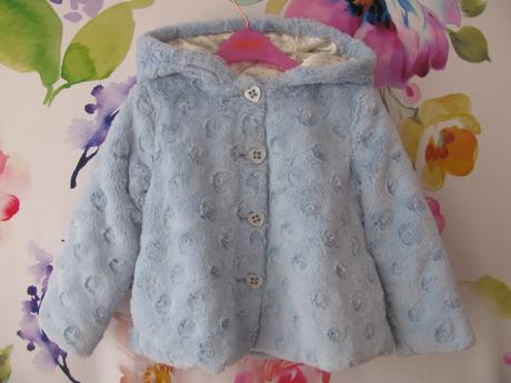 Kožešinová modrá bundička s kapucí, tu,98