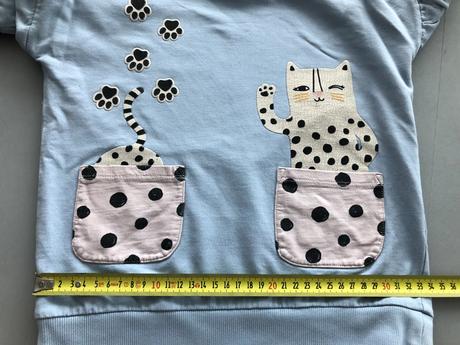 Mikina modrárůžová kočka lindex 116cm kapsy 5-6let, lindex,116