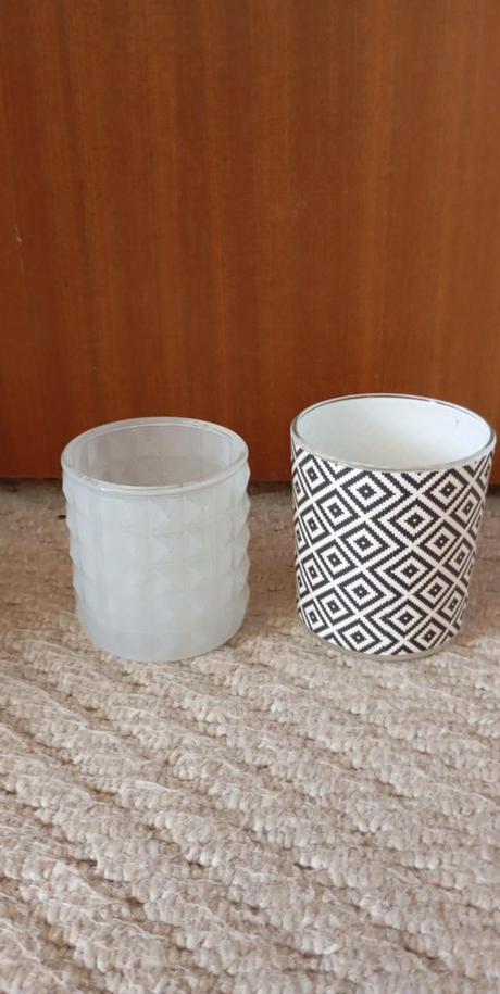 2x skleněný svícen na svíčku, cena celkem, 