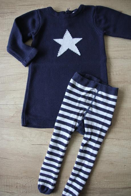 Komplet pletené šaty + punčochy next, next,80