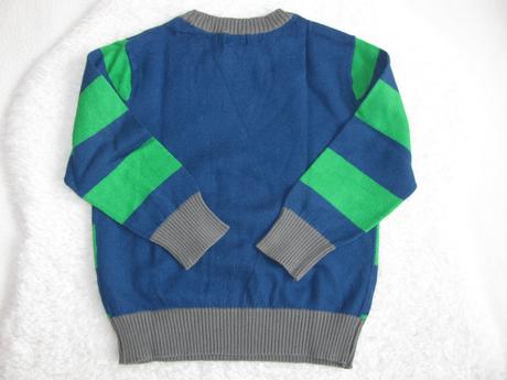 Pruhovaný bavlněný zeleno modrý svetr, f&f,86