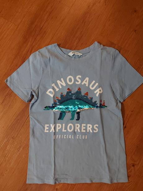 Tričko s dinosaurem, měnící obrázek, h&m,134