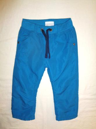 Krásné vyteplené petrolejové kalhoty - uvnitř flíz, topomini,86