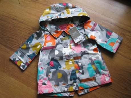 Pogumovaný kabátek se sloníky, next,68