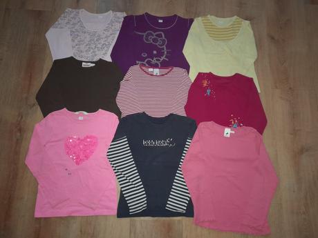 9 x tričko dlouhý rukáv, vel 122/128, c&a,122