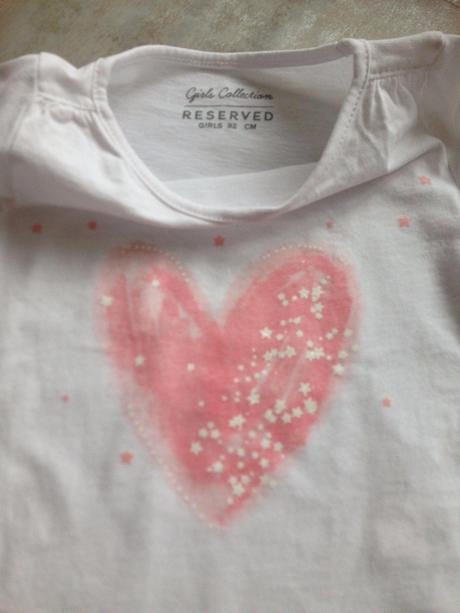 Dívčí triko bílé dlouhý rukáv reserved 92 cm srdce, reserved,92