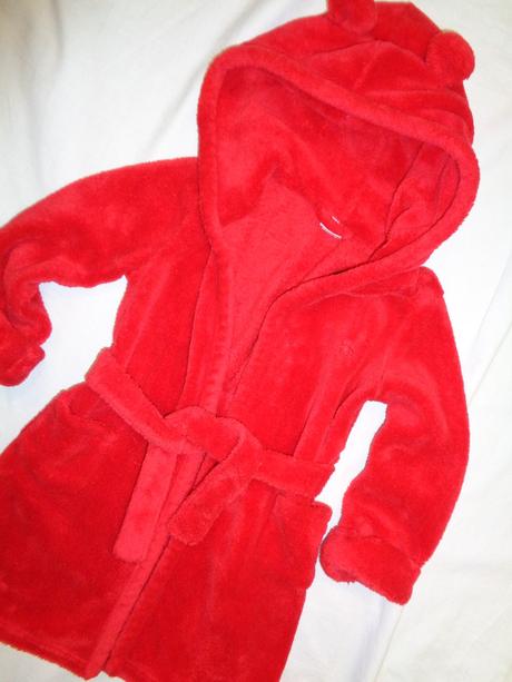 Krásný červený mikroflízový župan s oušky, gap,92