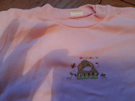 Růžové tričko s oslíkem bavlněné, 74