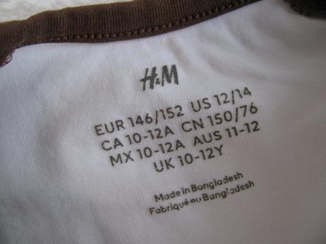 Crop top bavlněné tričko s nápisem, h&m,152