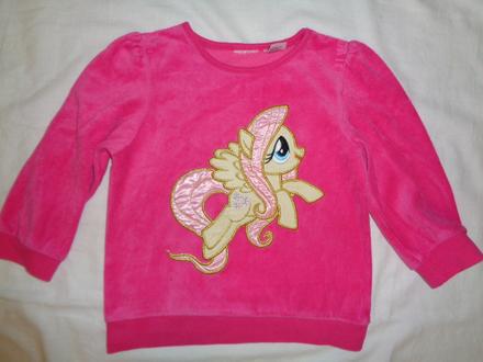 Luxusní sytě růžová sametová mikina s poníkem, hasbro,86