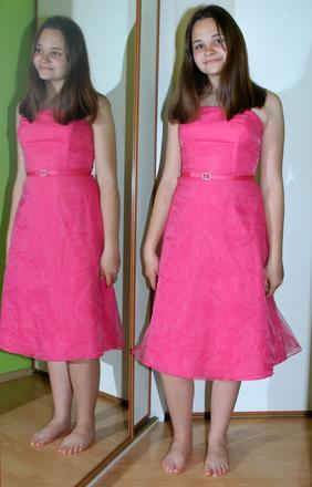 Slavnostní společenské růžové šaty i do tanečních, 36