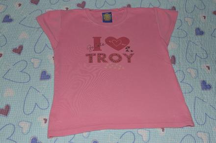 Růžové bavlněné tričko s kamínky, disney,128