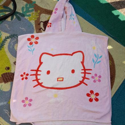 Osuška pončo hello kitty růžová s kapucou,