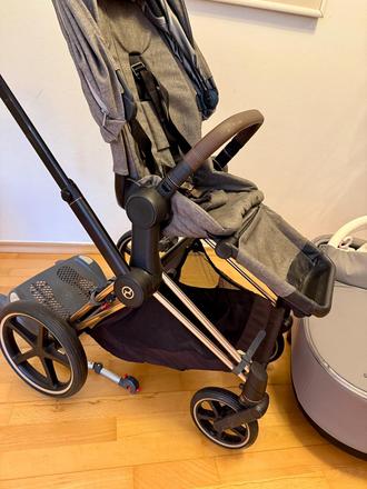 Cybex priam rose gold manhattan grey 3v1 + korba, cybex,cybex priam 3