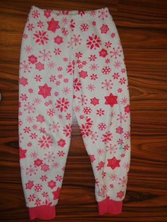 Měkoučké flísové kalhoty s červenými vločkami, primark,128