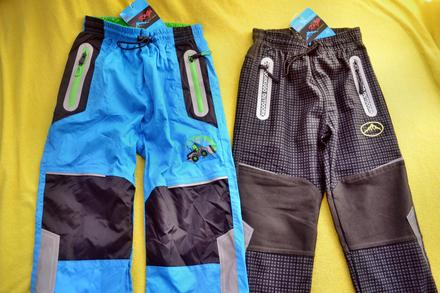 2x nové jarní kalhoty šusťák a bavlna,98/104, kugo,98 / 104