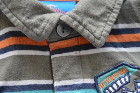 Bavlněné prouhaté triko s límečkem, dl. rukáv,, topolino,86