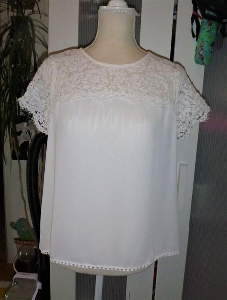 Triko-halenka s krajkou vel.l, mango,l