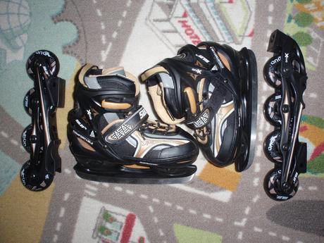 Brusle 2v1 dětské led/kolečka nastavitelné 35-38., sulov,35