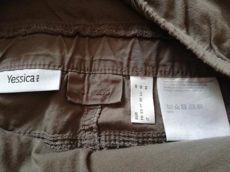 Těhotenské plátěné kalhoty, třičtvrťáky, yessica,40