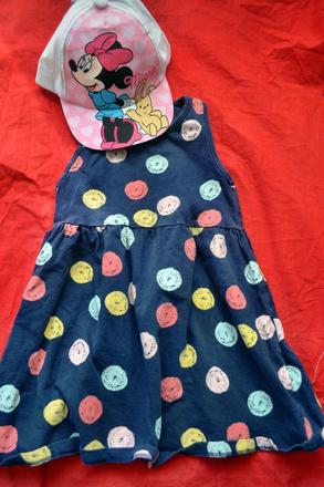 Šaty bavlna na 2-3r., nová kšiltovka, f&f,98