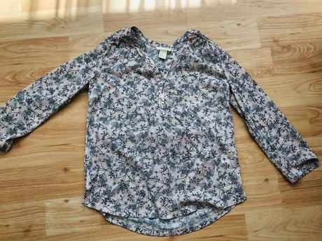 Bluza xs h&m ruzova s modrymi kvety, h&m,xs