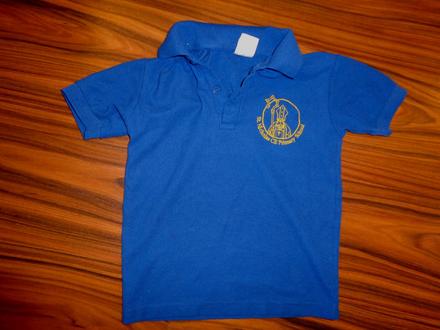 Tmavomodré vroubkované tričko s límečkem, 104